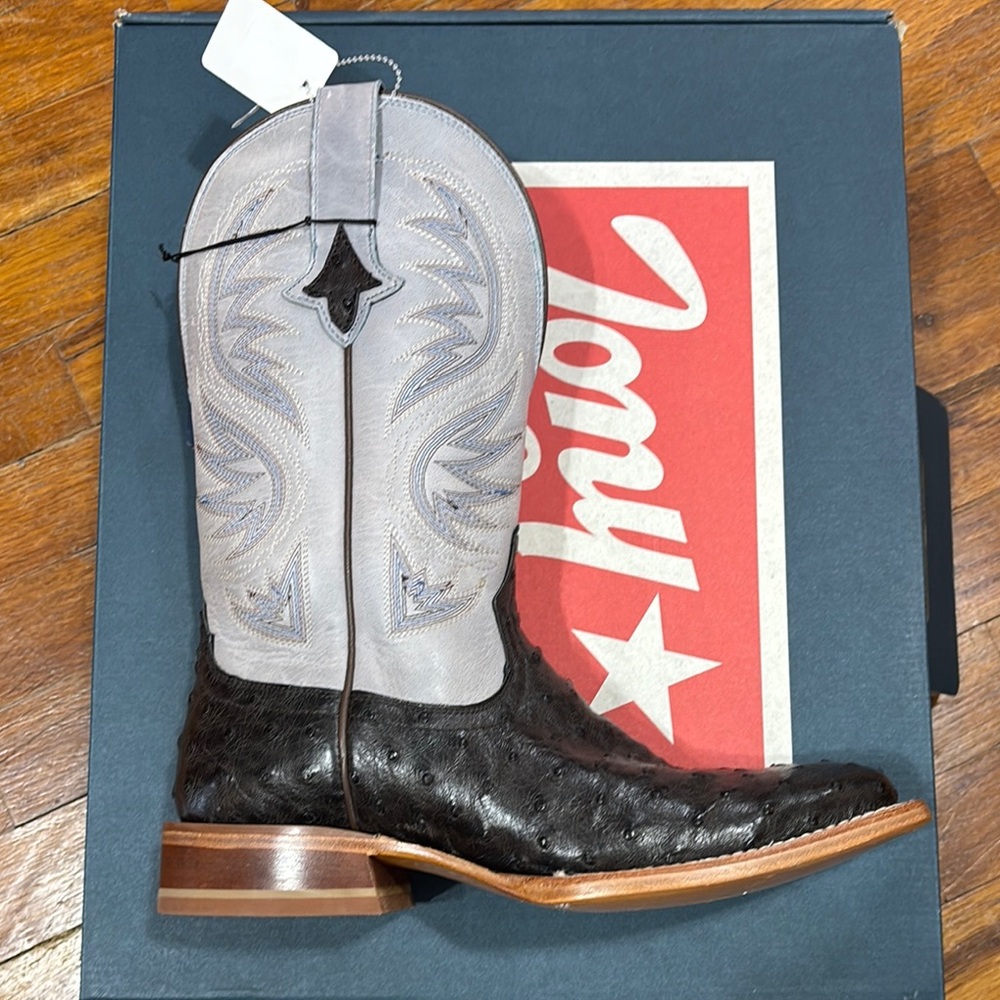 Tony Lama Black and Blue Heeled Boots